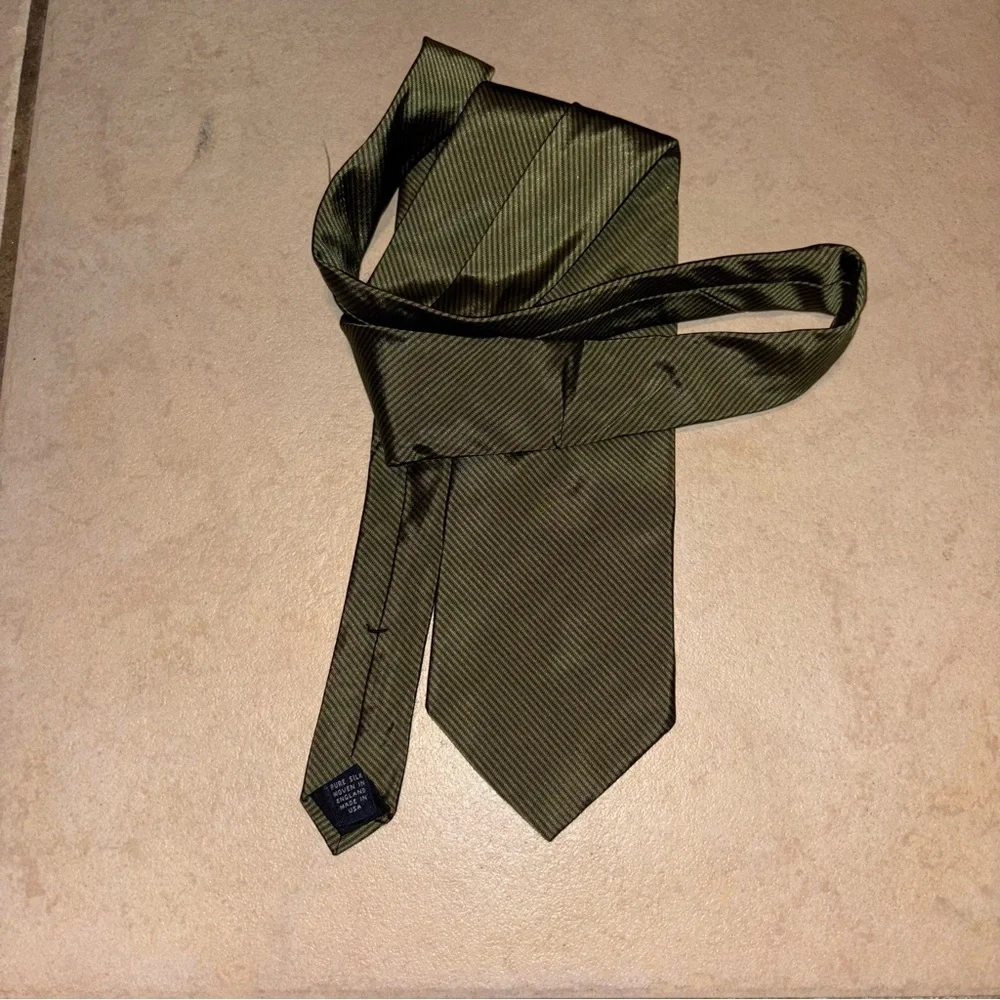 Vintage Brooks Brothers Makers Olive Green Woven Silk Tie England Silk